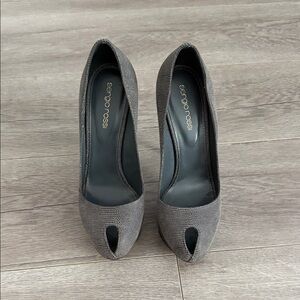 Sergio Rossi Charcoal Peep Toe Heels